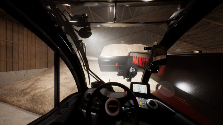 Vue intérieur cabine, chariot télescopique Manitou